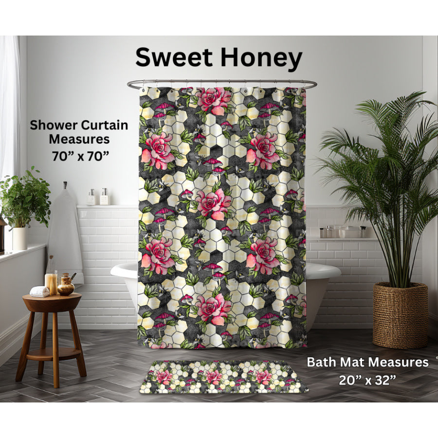 Preorder Custom Shower Curtain / Bath Mat - Sweet Honey - Closes 6 Jan - ETA late Apr 2025 Shower Curtains and Bath Mats