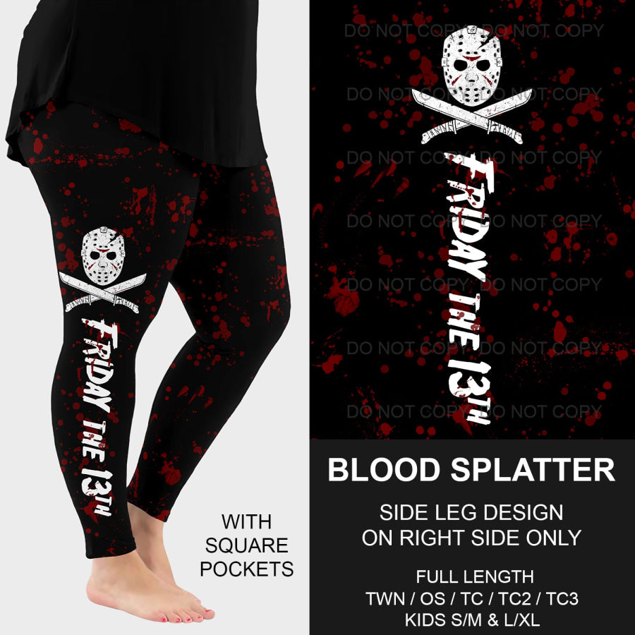 PREORDER Custom Side Print Leggings - Blood Splatter - Closes 12 Nov - ETA mid Feb 2025 Leggings