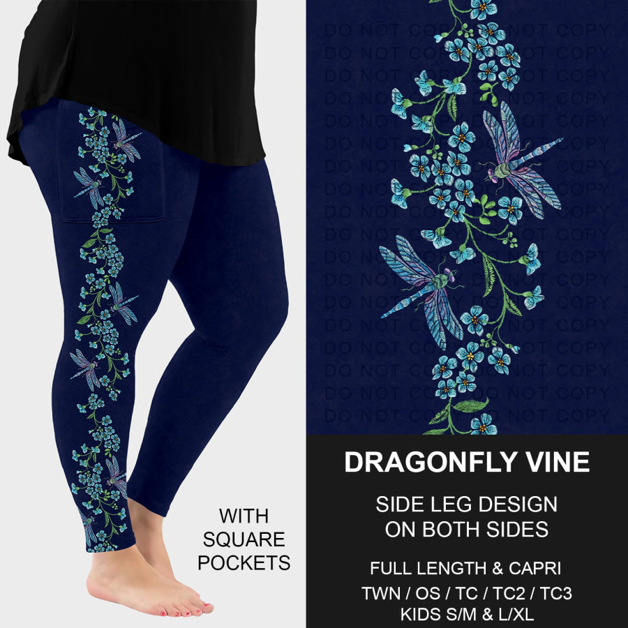 PREORDER Custom Side Print Leggings Dragonfly Vine Closes 2 Sep ETA early Dec 2025 Leggings