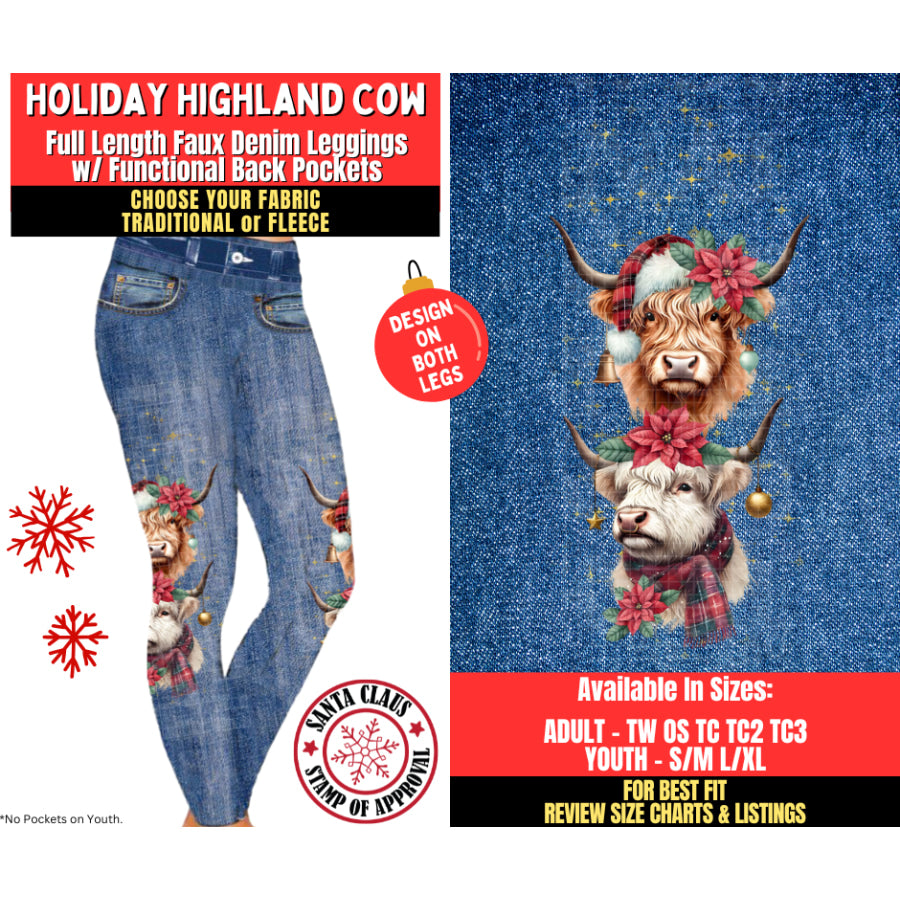 Preorder Custom Side Print Leggings Holiday Highland Cow Closes 27 Aug ETA mid Dec 2025 Leggings