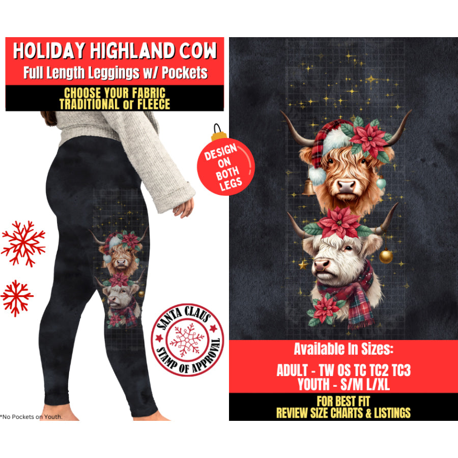 Preorder Custom Side Print Leggings Holiday Highland Cow Closes 27 Aug ETA mid Dec 2025 Leggings