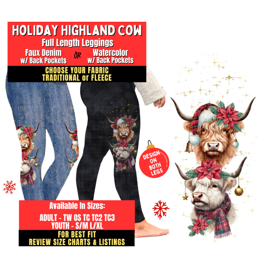 Preorder Custom Side Print Leggings Holiday Highland Cow Closes 27 Aug ETA mid Dec 2025 Leggings