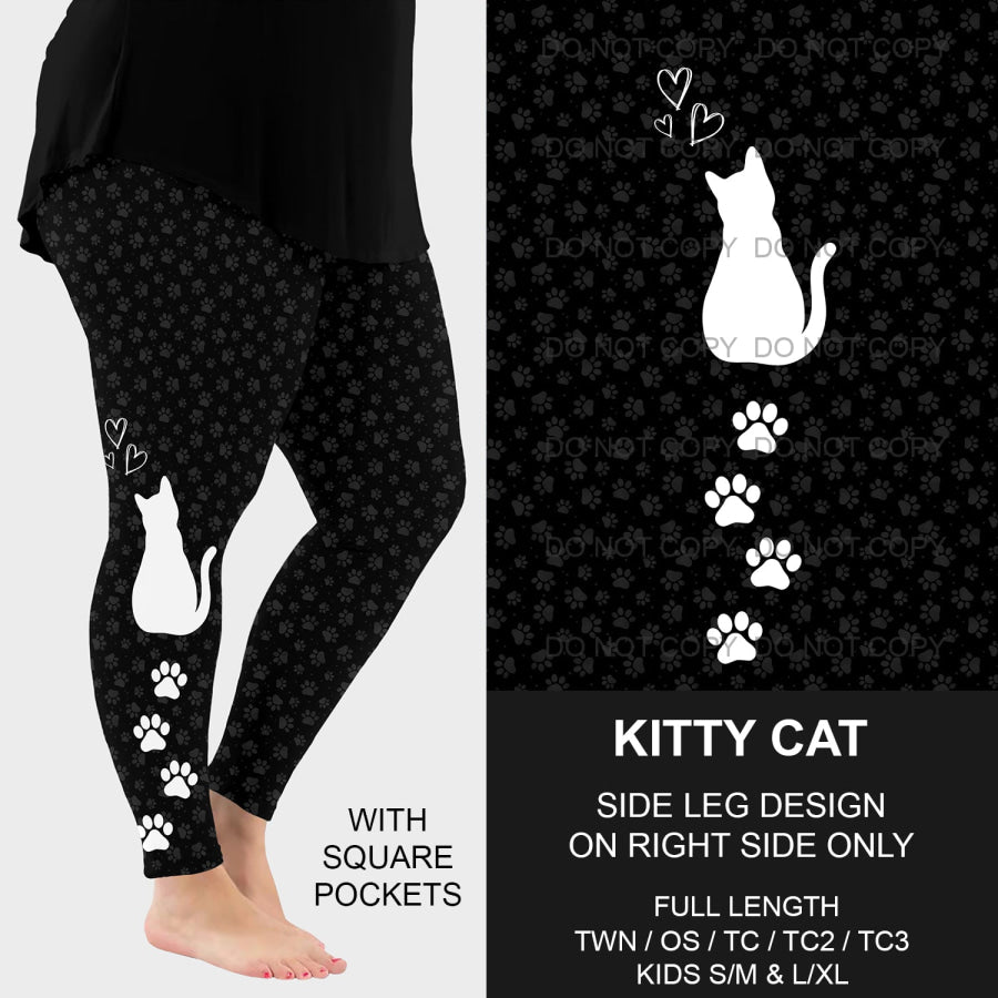 PREORDER Custom Side Print Leggings - Kitty Cat - Closes 12 Nov - ETA mid Feb 2025 Leggings