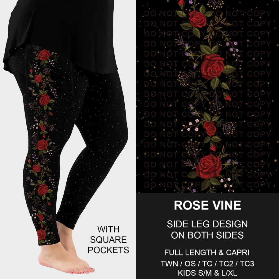 PREORDER Custom Side Print Leggings Rose Vine Closes 2 Sep ETA early Dec 2025 Leggings