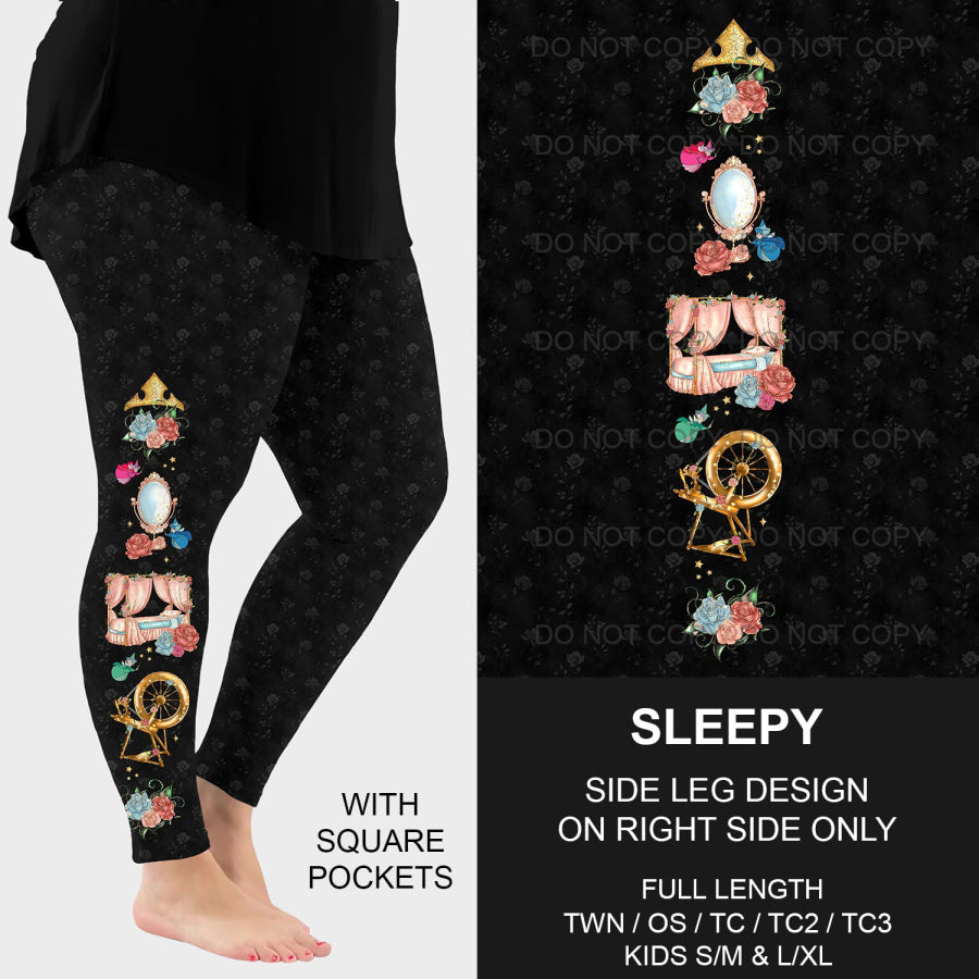 PREORDER Custom Side Print Leggings - Sleepy - Closes 12 Nov - ETA mid Feb 2025 Leggings