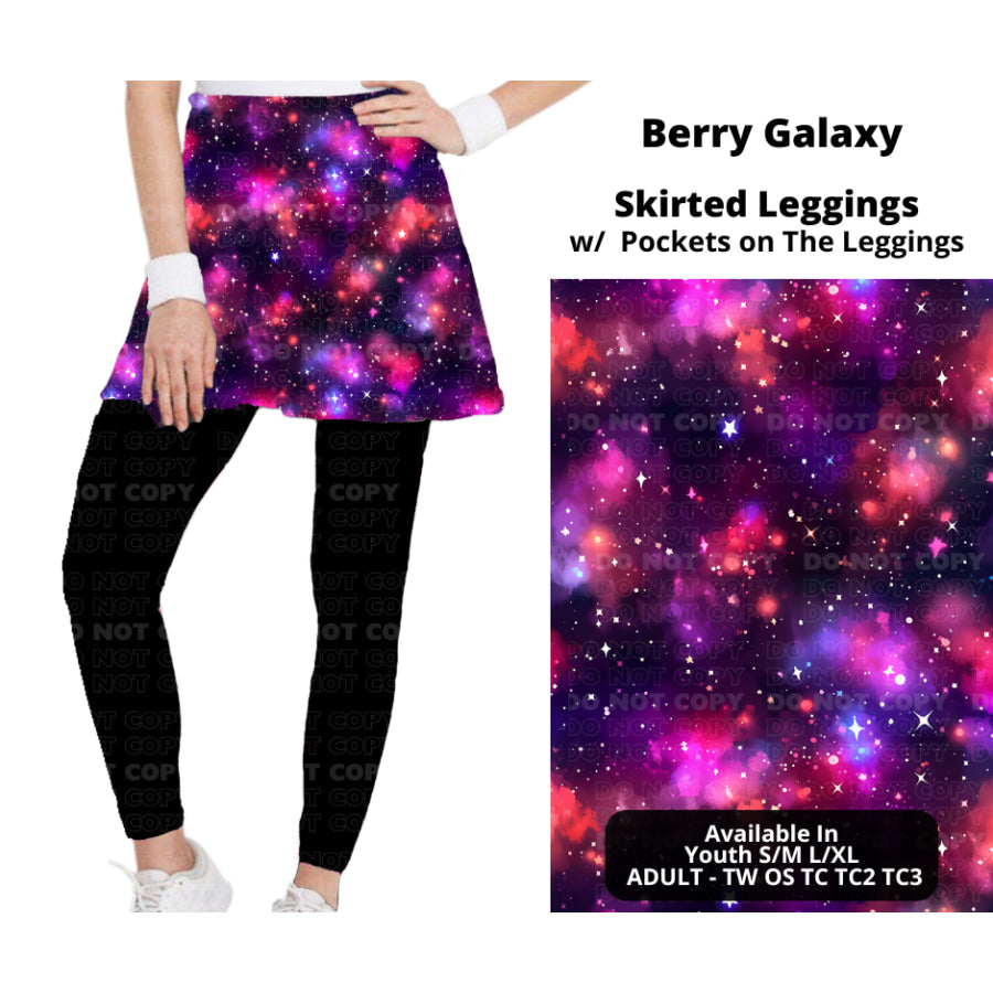 Preorder Custom Skirted Leggings with Pockets - Berry Galaxy - Closes 25 Nov - ETA late Feb 2025 Leggings