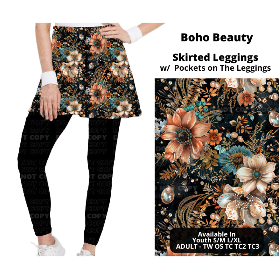 Preorder Custom Skirted Leggings with Pockets - Boho Beauty - Closes 25 Nov - ETA late Feb 2025 Leggings