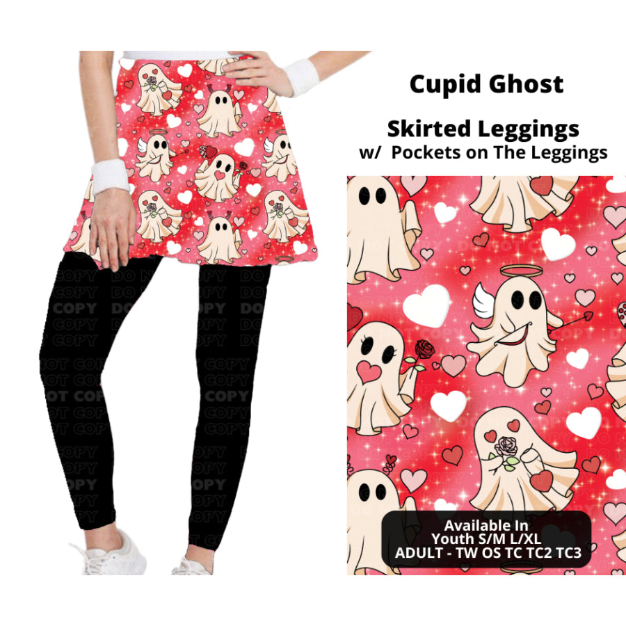 Preorder Custom Skirted Leggings with Pockets - Cupid Ghost - Closes 25 Nov - ETA late Feb 2025 Leggings