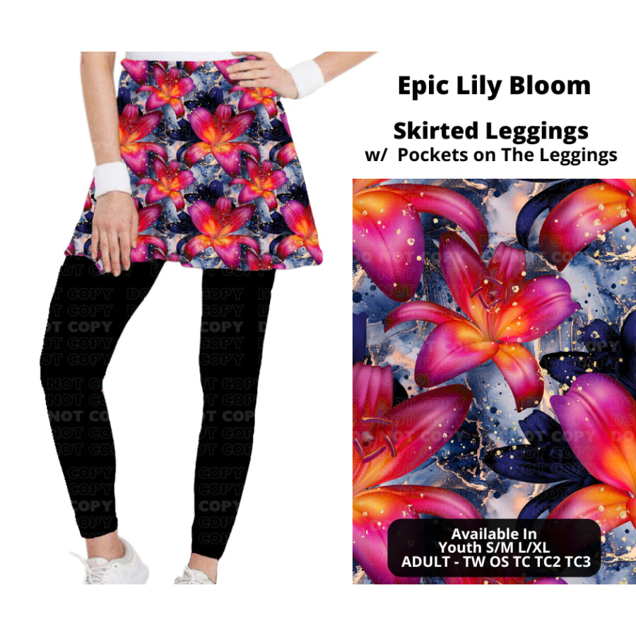 Preorder Custom Skirted Leggings with Pockets - Epic Lily Bloom - Closes 25 Nov - ETA late Feb 2025 Leggings