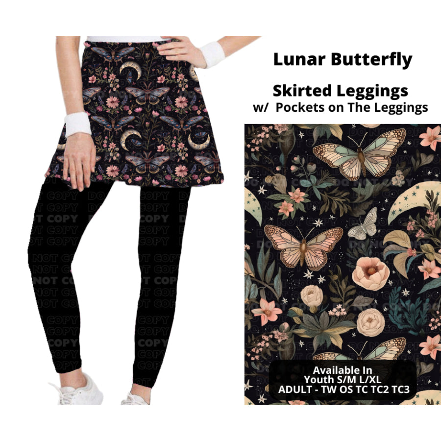 Preorder Custom Skirted Leggings with Pockets - Lunar Butterfly - Closes 25 Nov - ETA late Feb 2025 Leggings