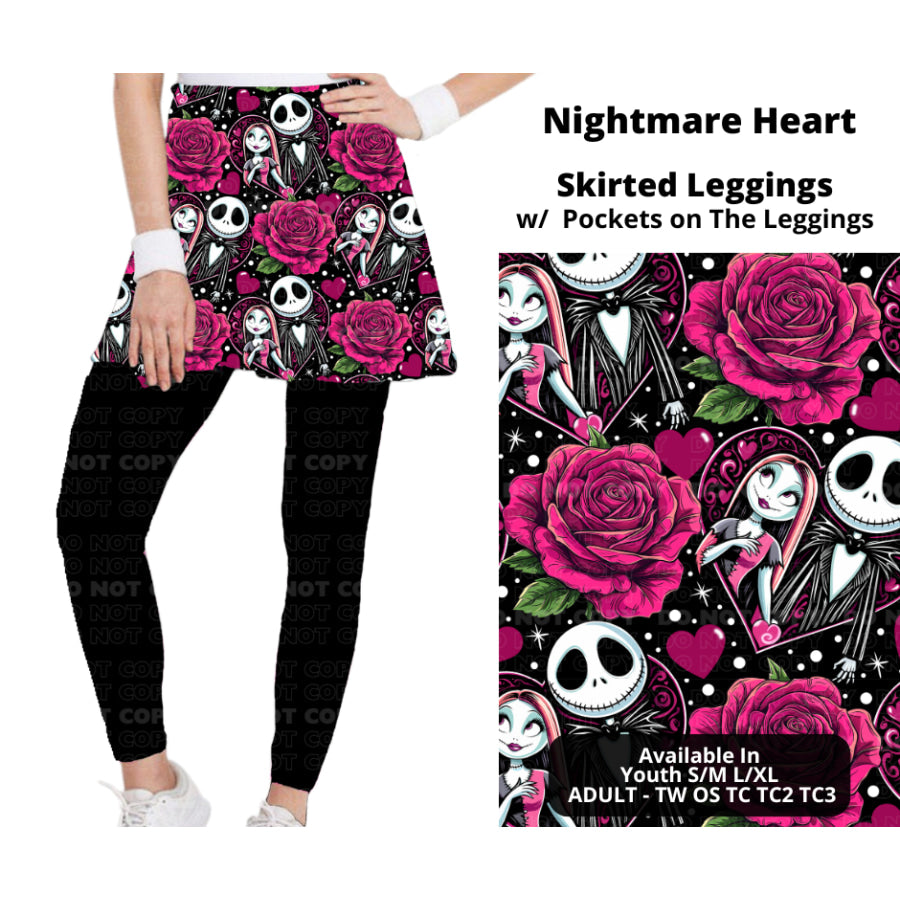 Preorder Custom Skirted Leggings with Pockets - Nightmare Heart - Closes 25 Nov - ETA late Feb 2025 Leggings