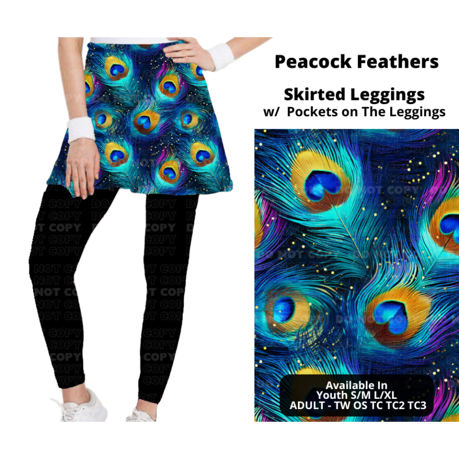 Preorder Custom Skirted Leggings with Pockets - Peacock Feathers - Closes 25 Nov - ETA late Feb 2025 Leggings