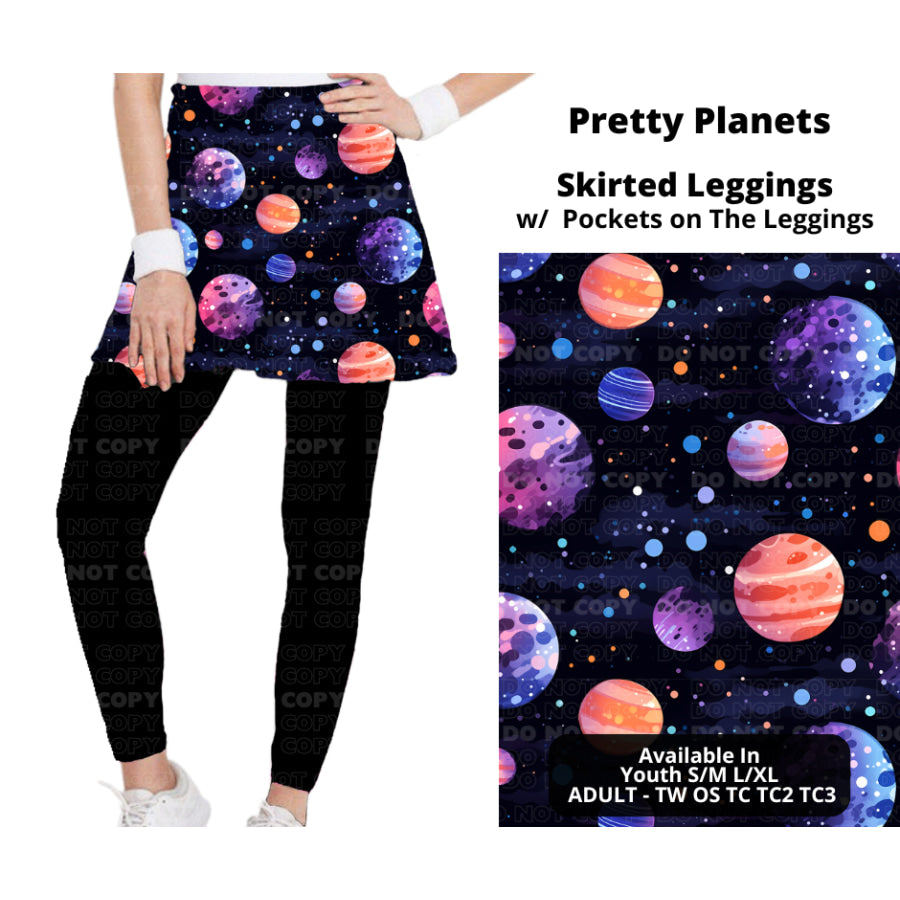 Preorder Custom Skirted Leggings with Pockets - Pretty Planets - Closes 25 Nov - ETA late Feb 2025 Leggings