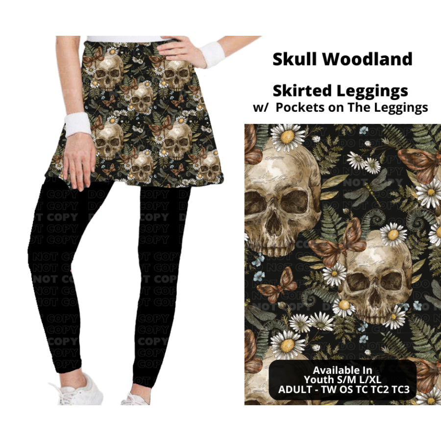 Preorder Custom Skirted Leggings with Pockets - Skull Woodland - Closes 25 Nov - ETA late Feb 2025 Leggings