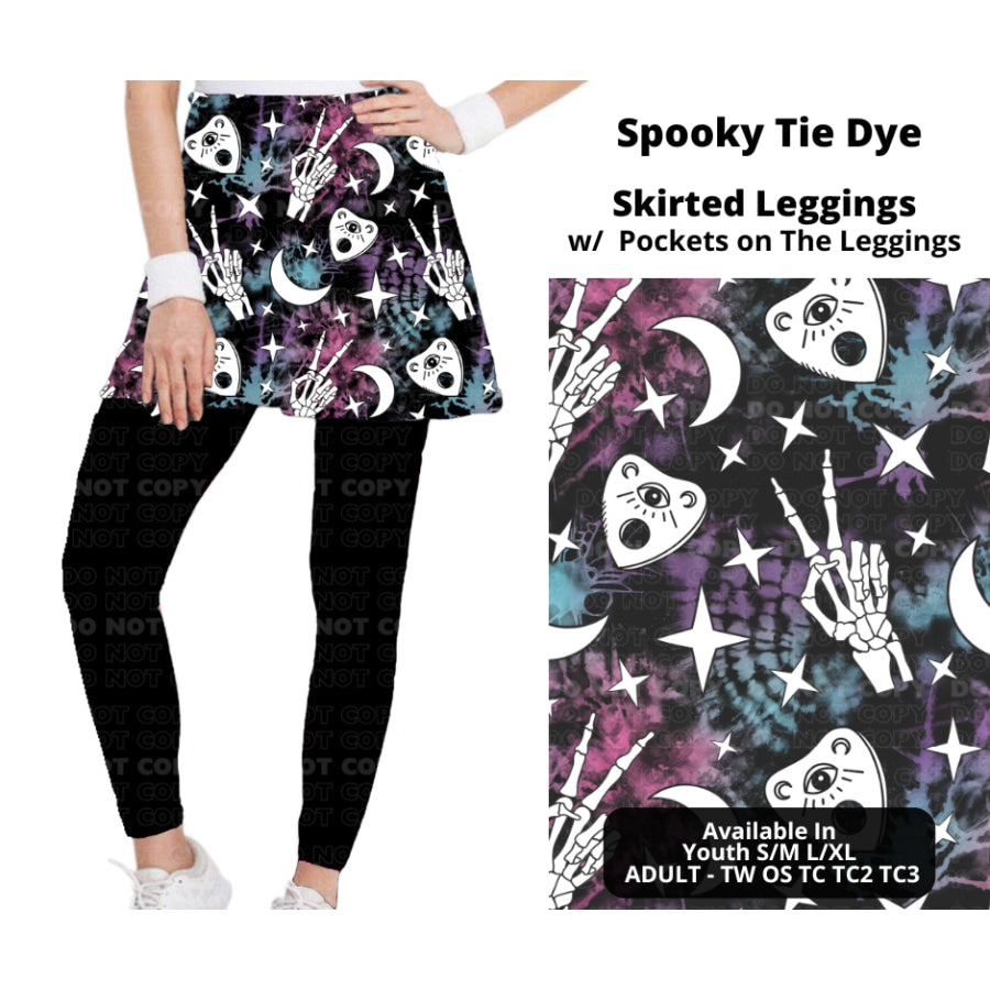 Preorder Custom Skirted Leggings with Pockets - Spooky Tie Dye - Closes 25 Nov - ETA late Feb 2025 Leggings