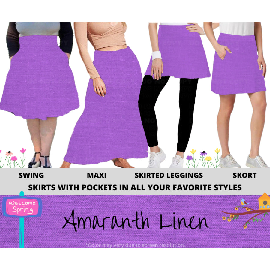 PREORDER Custom Skirts / Skorts / Skirted Leggings - Amaranth Linen - Closes 15 Jan - ETA late Apr 2025 Skirts