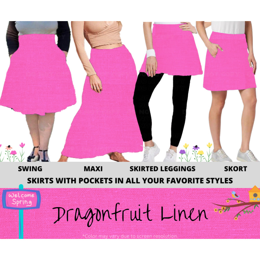 PREORDER Custom Skirts / Skorts / Skirted Leggings - Dragonfruit Linen - Closes 15 Jan - ETA late Apr 2025 Skirts