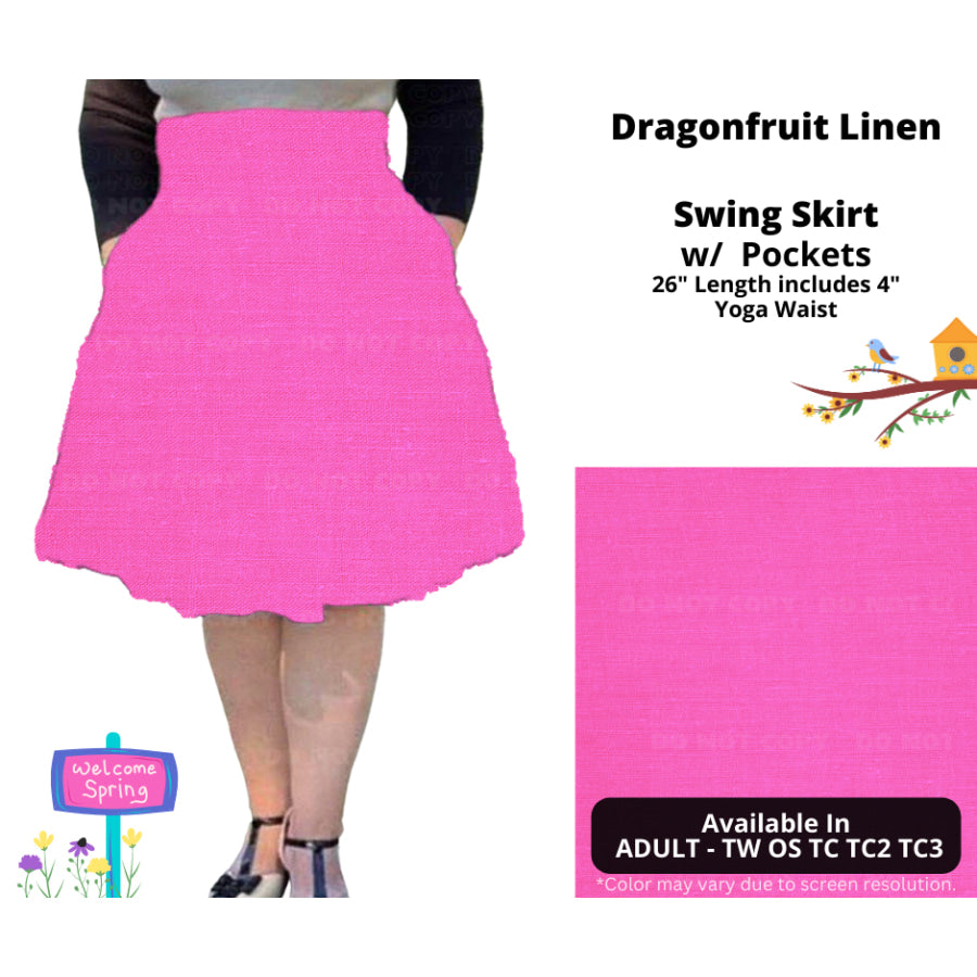 PREORDER Custom Skirts / Skorts / Skirted Leggings - Dragonfruit Linen - Closes 15 Jan - ETA late Apr 2025 Skirts