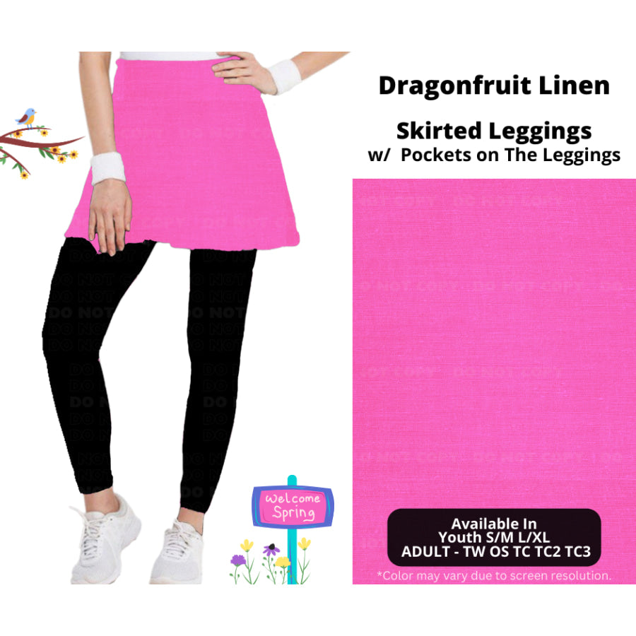 PREORDER Custom Skirts / Skorts / Skirted Leggings - Dragonfruit Linen - Closes 15 Jan - ETA late Apr 2025 Skirts