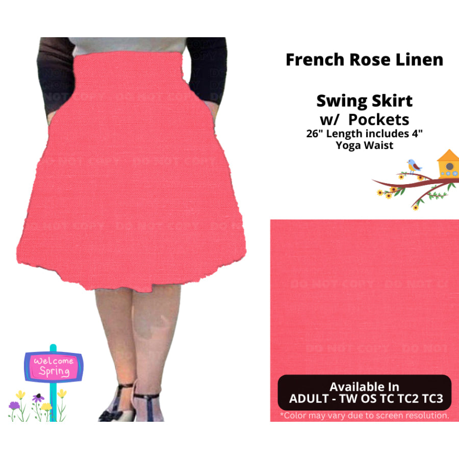 PREORDER Custom Skirts / Skorts / Skirted Leggings - French Rose Linen - Closes 15 Jan - ETA late Apr 2025 Skirts