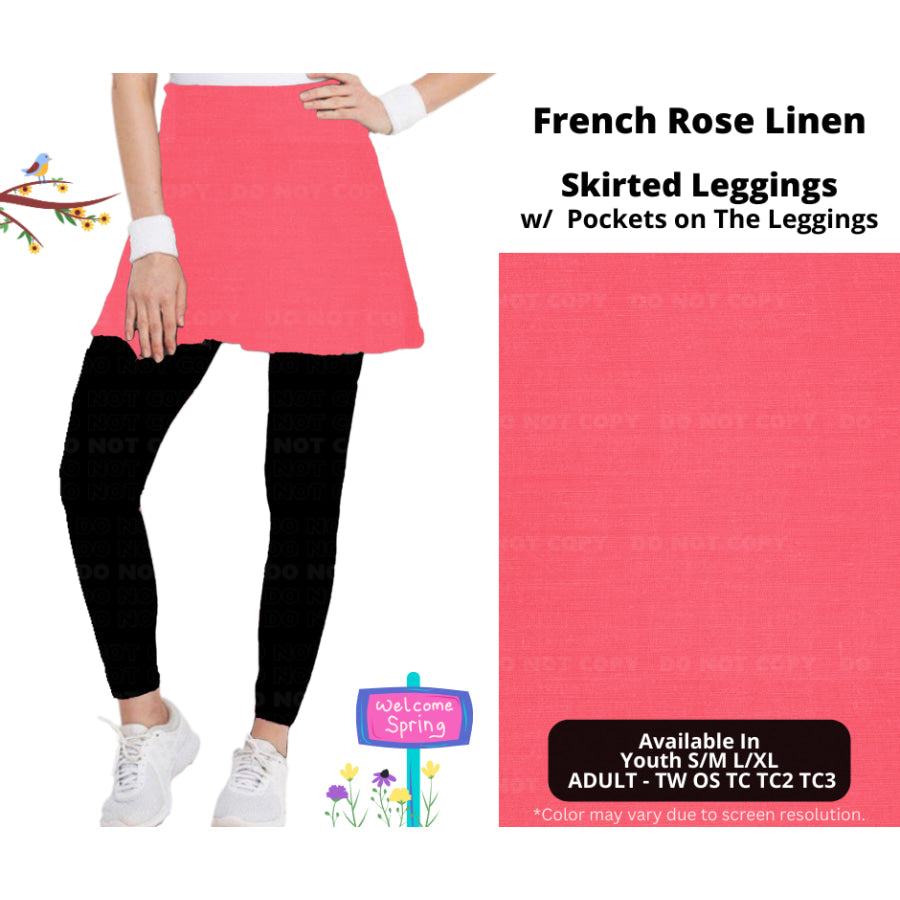 PREORDER Custom Skirts / Skorts / Skirted Leggings - French Rose Linen - Closes 15 Jan - ETA late Apr 2025 Skirts