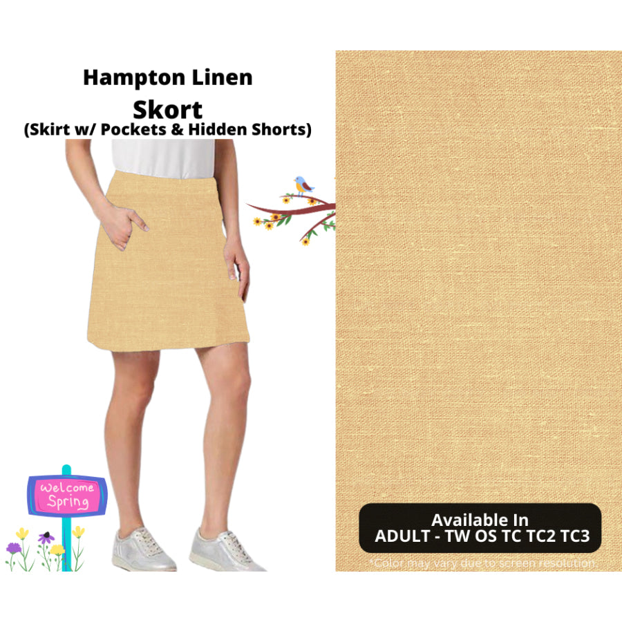 PREORDER Custom Skirts / Skorts / Skirted Leggings - Hampton Linen - Closes 15 Jan - ETA late Apr 2025 Skirts