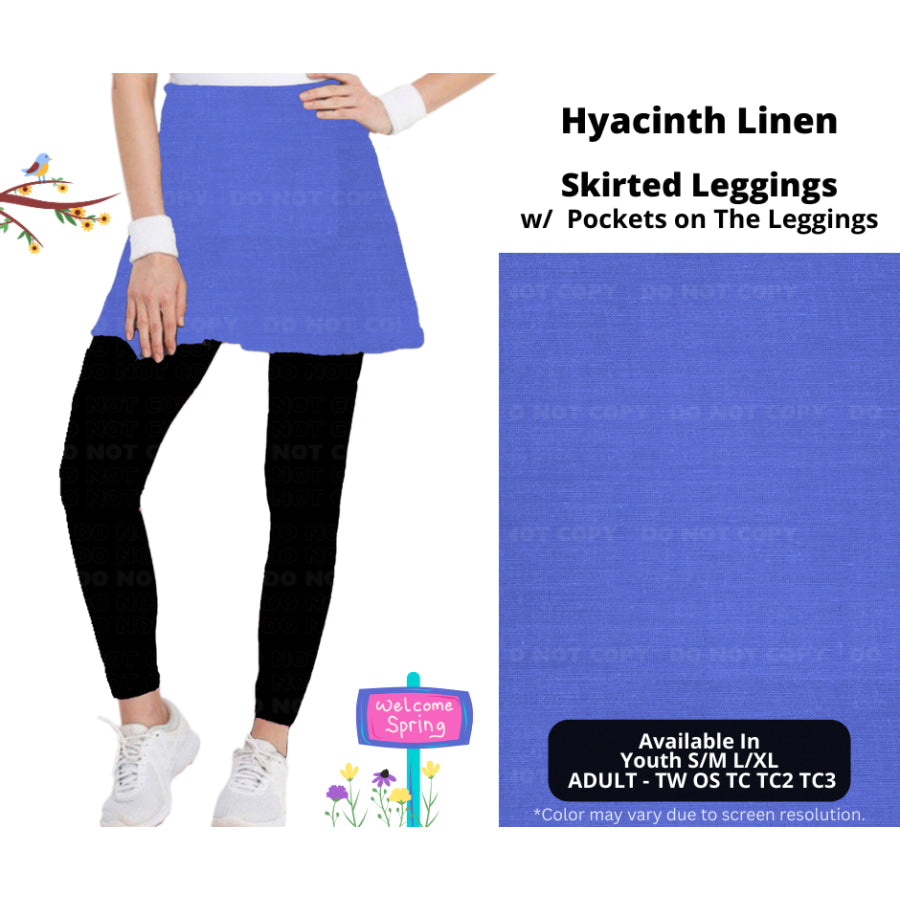 PREORDER Custom Skirts / Skorts / Skirted Leggings - Hyacinth Linen - Closes 15 Jan - ETA late Apr 2025 Skirts