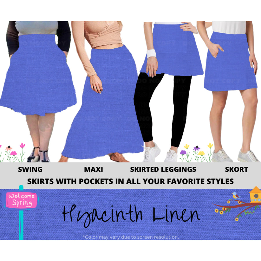 PREORDER Custom Skirts / Skorts / Skirted Leggings - Hyacinth Linen - Closes 15 Jan - ETA late Apr 2025 Skirts