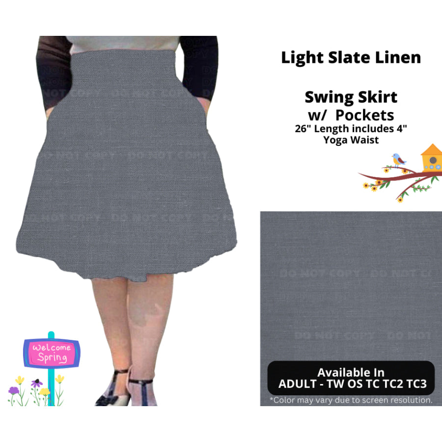 PREORDER Custom Skirts / Skorts / Skirted Leggings - Light Slate Linen - Closes 15 Jan - ETA late Apr 2025 Skirts