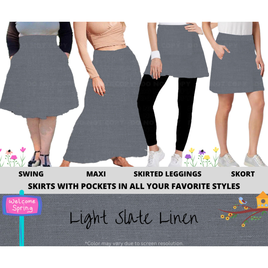 PREORDER Custom Skirts / Skorts / Skirted Leggings - Light Slate Linen - Closes 15 Jan - ETA late Apr 2025 Skirts