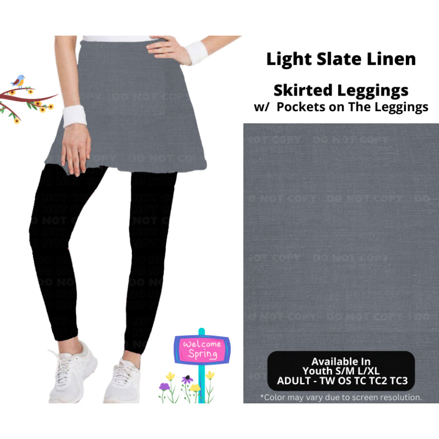 PREORDER Custom Skirts / Skorts / Skirted Leggings - Light Slate Linen - Closes 15 Jan - ETA late Apr 2025 Skirts