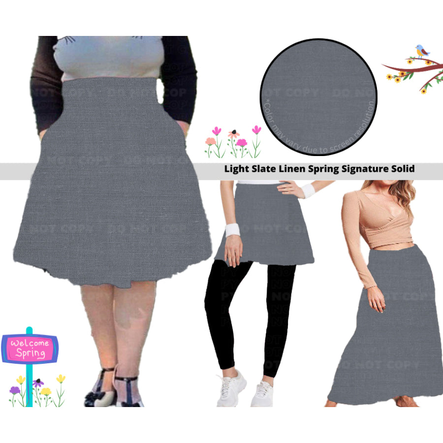 PREORDER Custom Skirts / Skorts / Skirted Leggings - Light Slate Linen - Closes 15 Jan - ETA late Apr 2025 Skirts