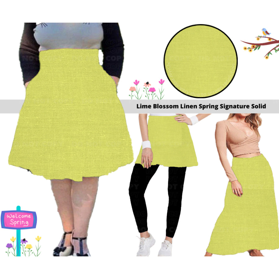 PREORDER Custom Skirts / Skorts / Skirted Leggings - Lime Blossom Linen - Closes 15 Jan - ETA late Apr 2025 Skirts