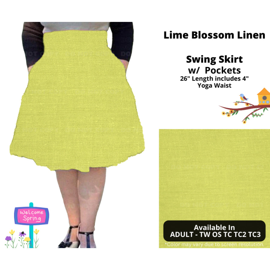 PREORDER Custom Skirts / Skorts / Skirted Leggings - Lime Blossom Linen - Closes 15 Jan - ETA late Apr 2025 Skirts