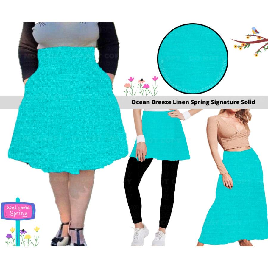 PREORDER Custom Skirts / Skorts / Skirted Leggings - Ocean Breeze Linen - Closes 15 Jan - ETA late Apr 2025 Skirts