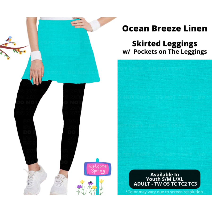 PREORDER Custom Skirts / Skorts / Skirted Leggings - Ocean Breeze Linen - Closes 15 Jan - ETA late Apr 2025 Skirts