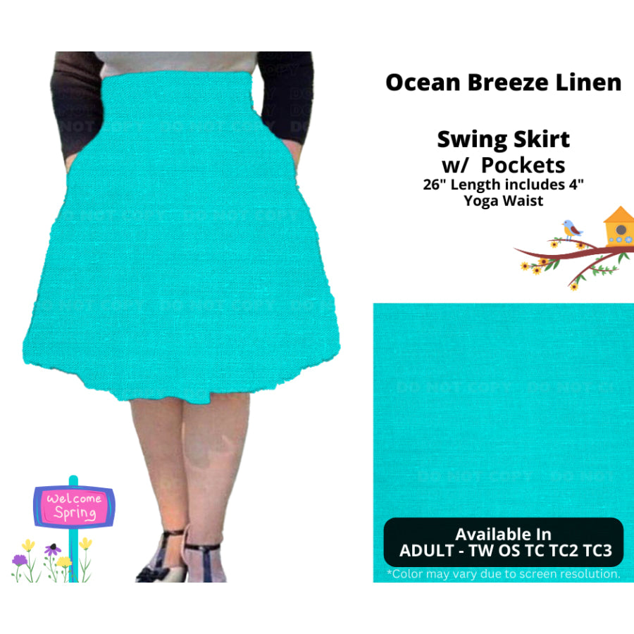 PREORDER Custom Skirts / Skorts / Skirted Leggings - Ocean Breeze Linen - Closes 15 Jan - ETA late Apr 2025 Skirts