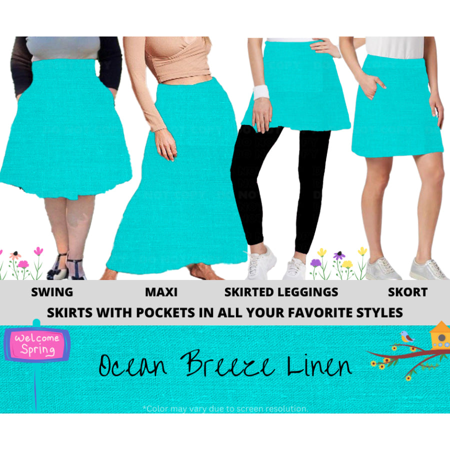 PREORDER Custom Skirts / Skorts / Skirted Leggings - Ocean Breeze Linen - Closes 15 Jan - ETA late Apr 2025 Skirts