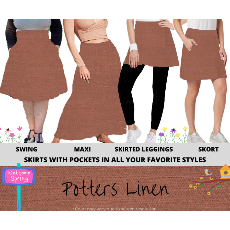 PREORDER Custom Skirts / Skorts / Skirted Leggings - Potters Linen - Closes 15 Jan - ETA late Apr 2025 Skirts