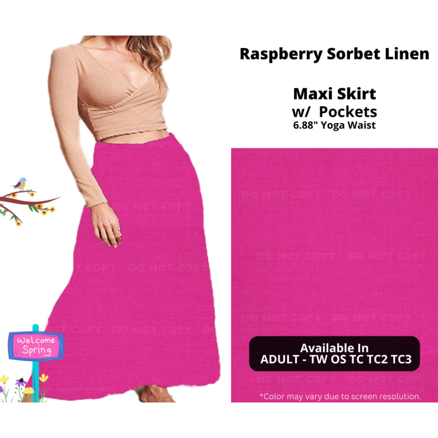 PREORDER Custom Skirts / Skorts / Skirted Leggings - Raspberry Sorbet Linen - Closes 15 Jan - ETA late Apr 2025 Skirts