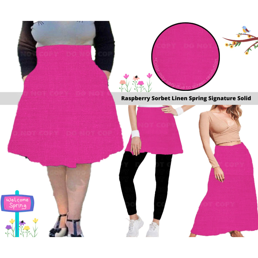 PREORDER Custom Skirts / Skorts / Skirted Leggings - Raspberry Sorbet Linen - Closes 15 Jan - ETA late Apr 2025 Skirts