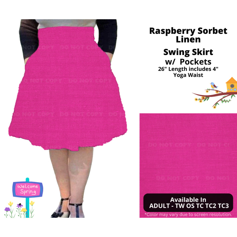 PREORDER Custom Skirts / Skorts / Skirted Leggings - Raspberry Sorbet Linen - Closes 15 Jan - ETA late Apr 2025 Skirts