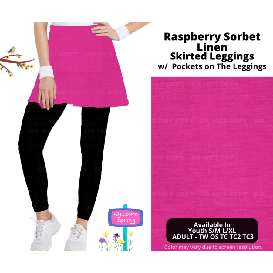 PREORDER Custom Skirts / Skorts / Skirted Leggings - Raspberry Sorbet Linen - Closes 15 Jan - ETA late Apr 2025 Skirts