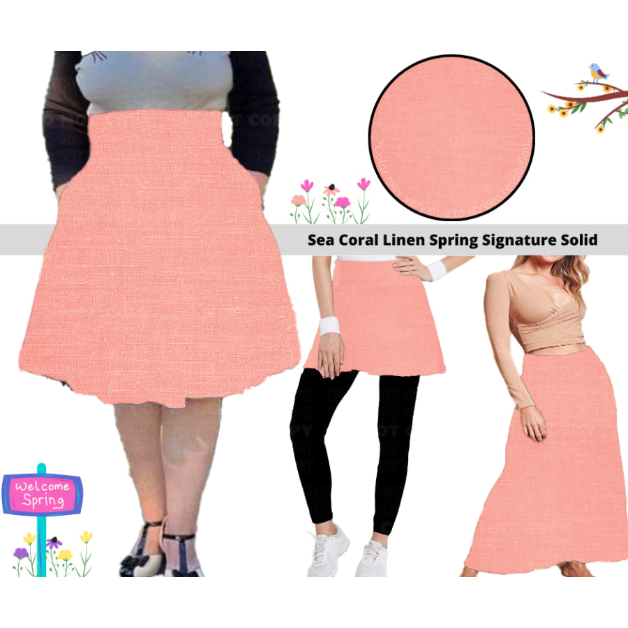 PREORDER Custom Skirts / Skorts / Skirted Leggings - Sea Coral Linen - Closes 15 Jan - ETA late Apr 2025 Skirts