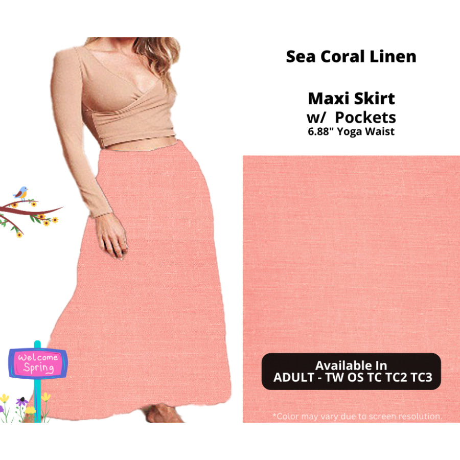 PREORDER Custom Skirts / Skorts / Skirted Leggings - Sea Coral Linen - Closes 15 Jan - ETA late Apr 2025 Skirts