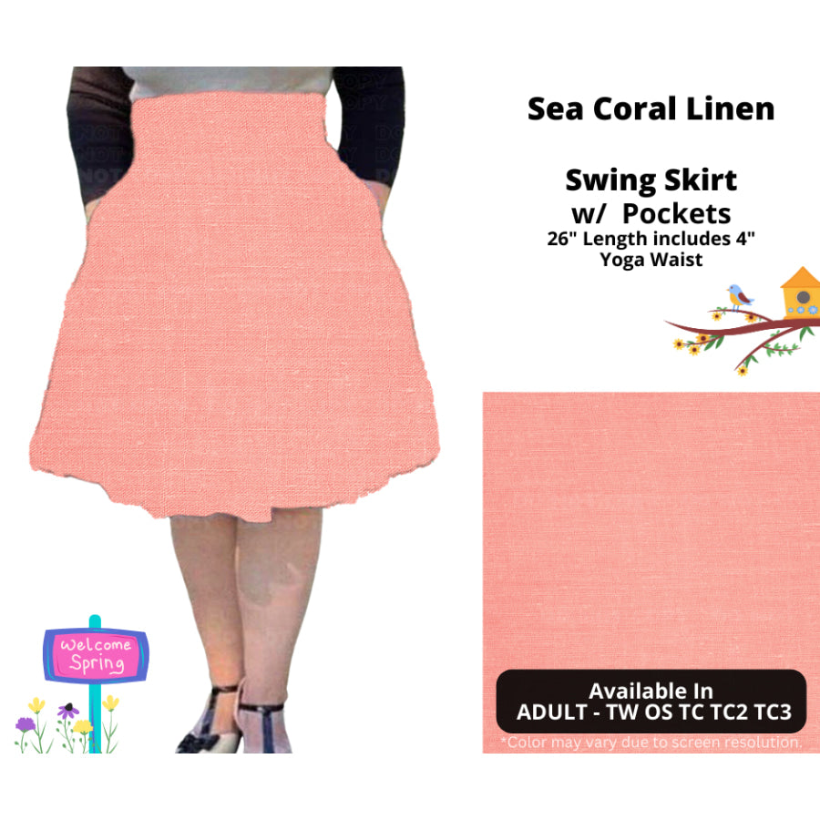 PREORDER Custom Skirts / Skorts / Skirted Leggings - Sea Coral Linen - Closes 15 Jan - ETA late Apr 2025 Skirts