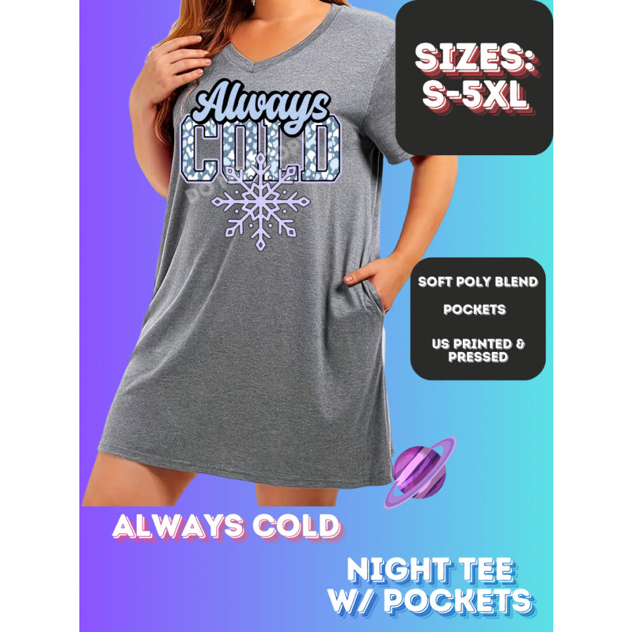 Preorder Custom Sleep Shirt with Pockets - Always Cold - Closes 23 Nov - ETA early Jan 2025 Sleepwear