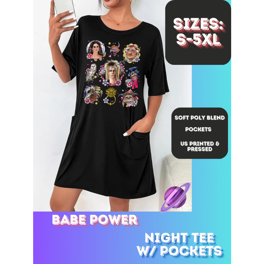 Preorder Custom Sleep Shirt with Pockets - Babe Power - Closes 22 Sep - ETA early Nov 2024 Sleepwear