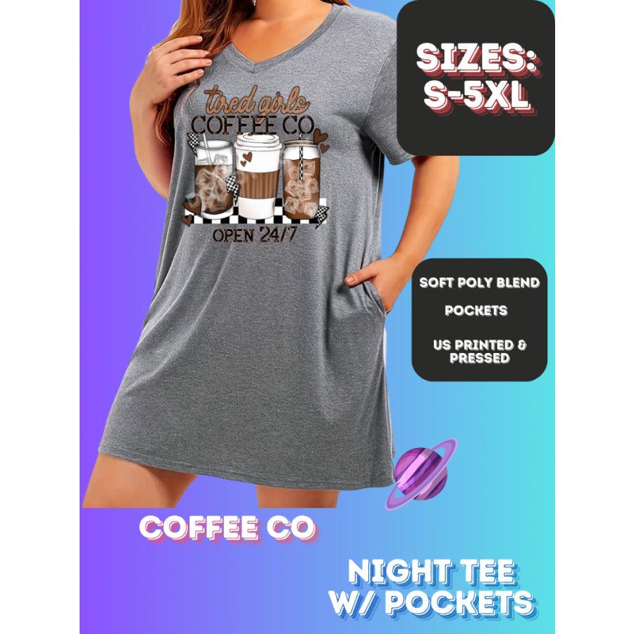 Preorder Custom Sleep Shirt with Pockets - Coffee Co - Closes 23 Nov - ETA early Jan 2025 Sleepwear