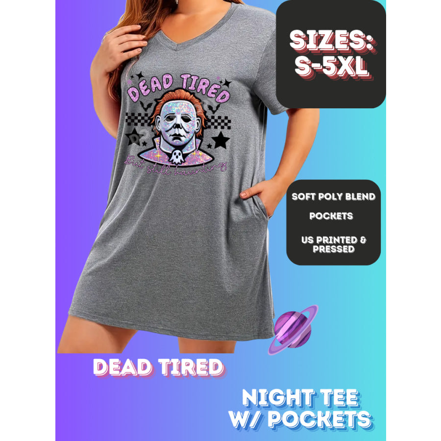 Preorder Custom Sleep Shirt with Pockets - Dead Tired - Closes 23 Nov - ETA early Jan 2025 Sleepwear